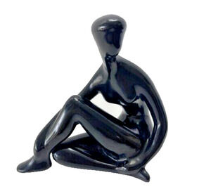 ROYAL DUX Czech Bohemia MCM figurine Vintage nude woman Black porcelain